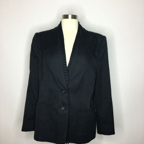 Escada Women's Black Blazer Padded Shoulder Size Small 44 - Picture 2 of 8